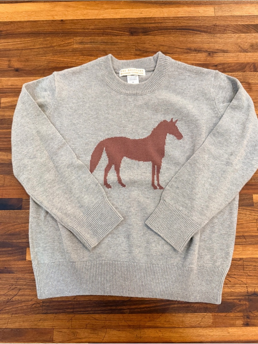 Beaufort Bonnet Isaac Intarsia Horse Sweater - Grantley Gray - 4T